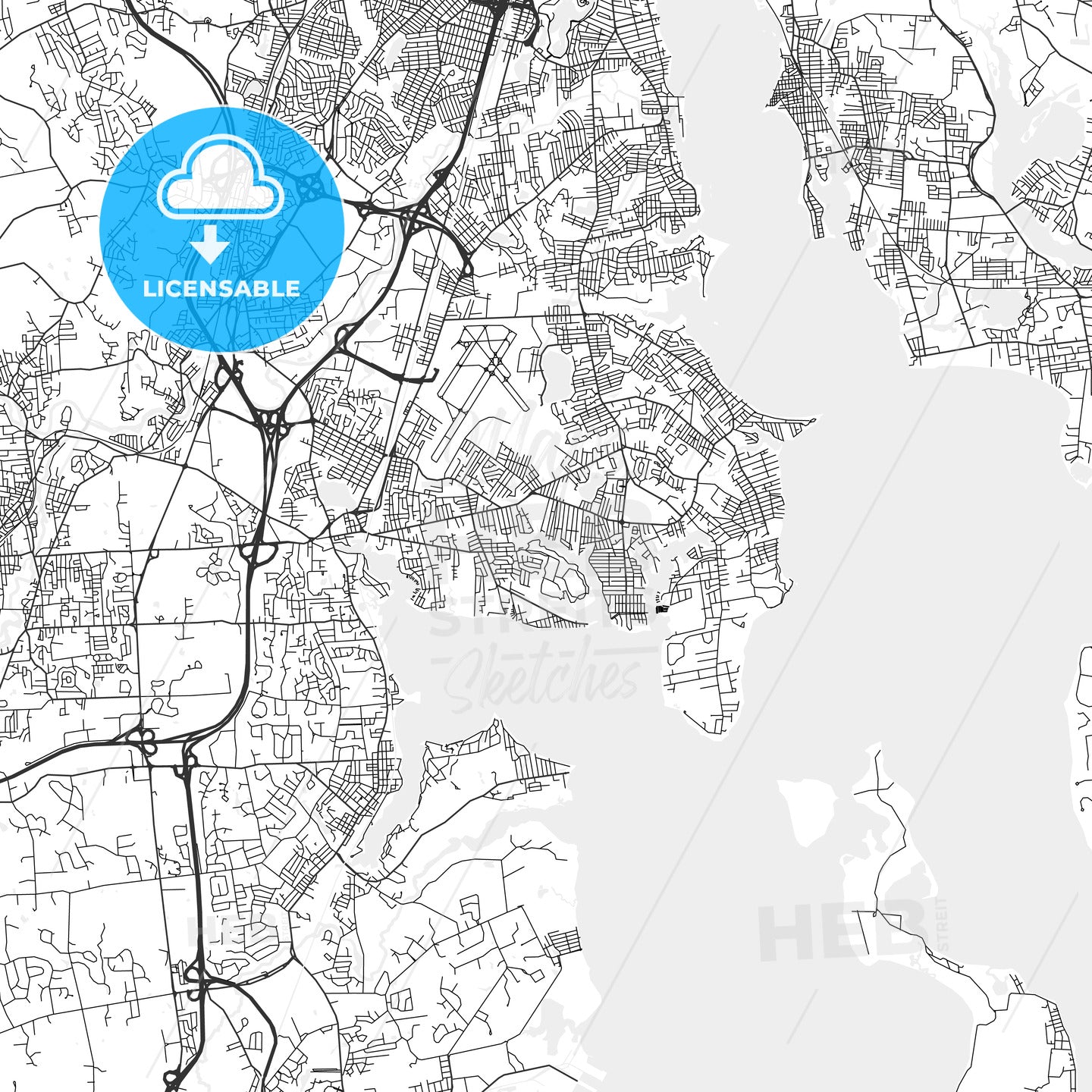 Warwick, Rhode Island - Area Map - Light