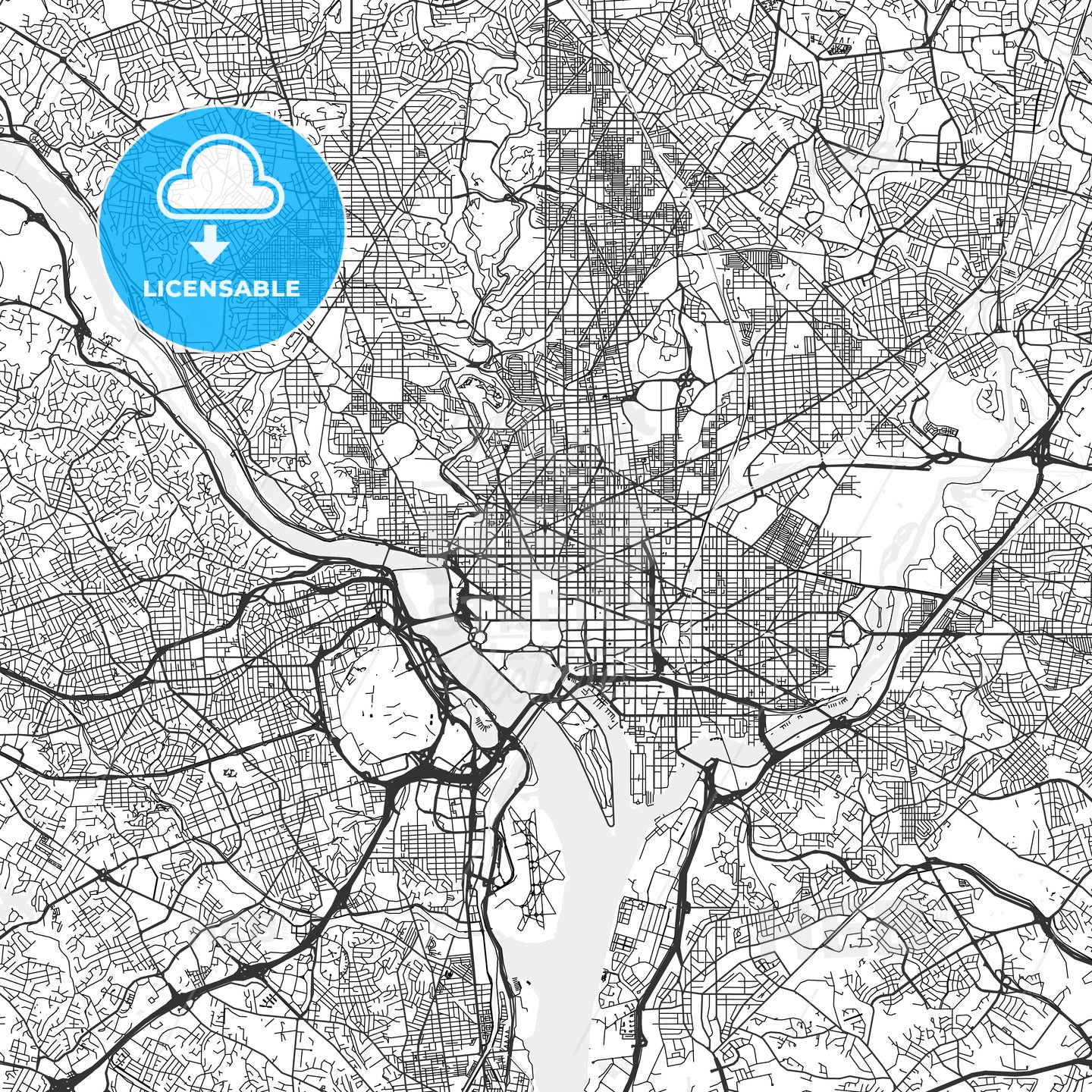 Washington, District of Columbia - Area Map - Light