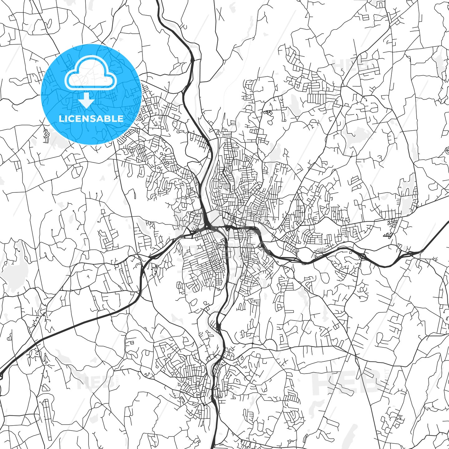 Waterbury, Connecticut - Area Map - Light