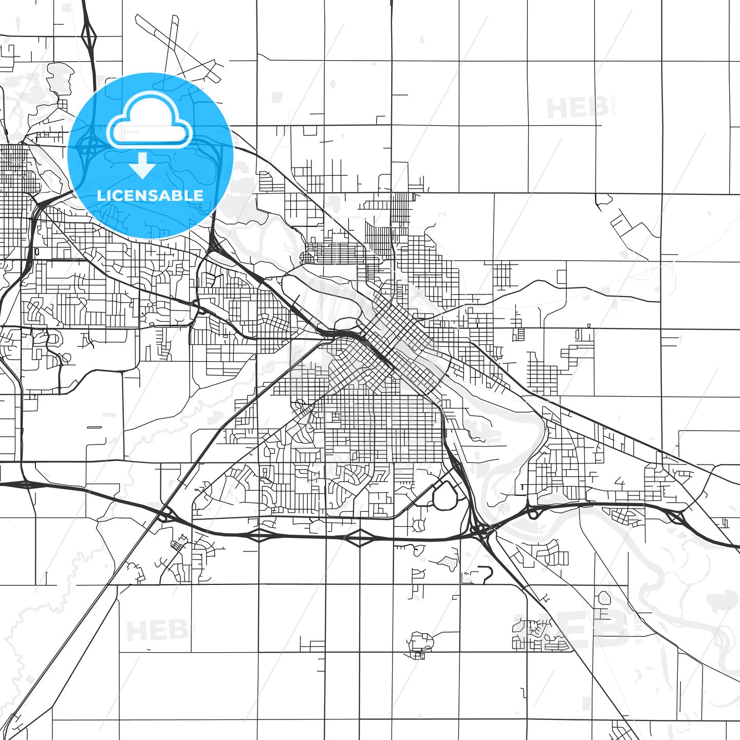 Waterloo, Iowa - Area Map - Light