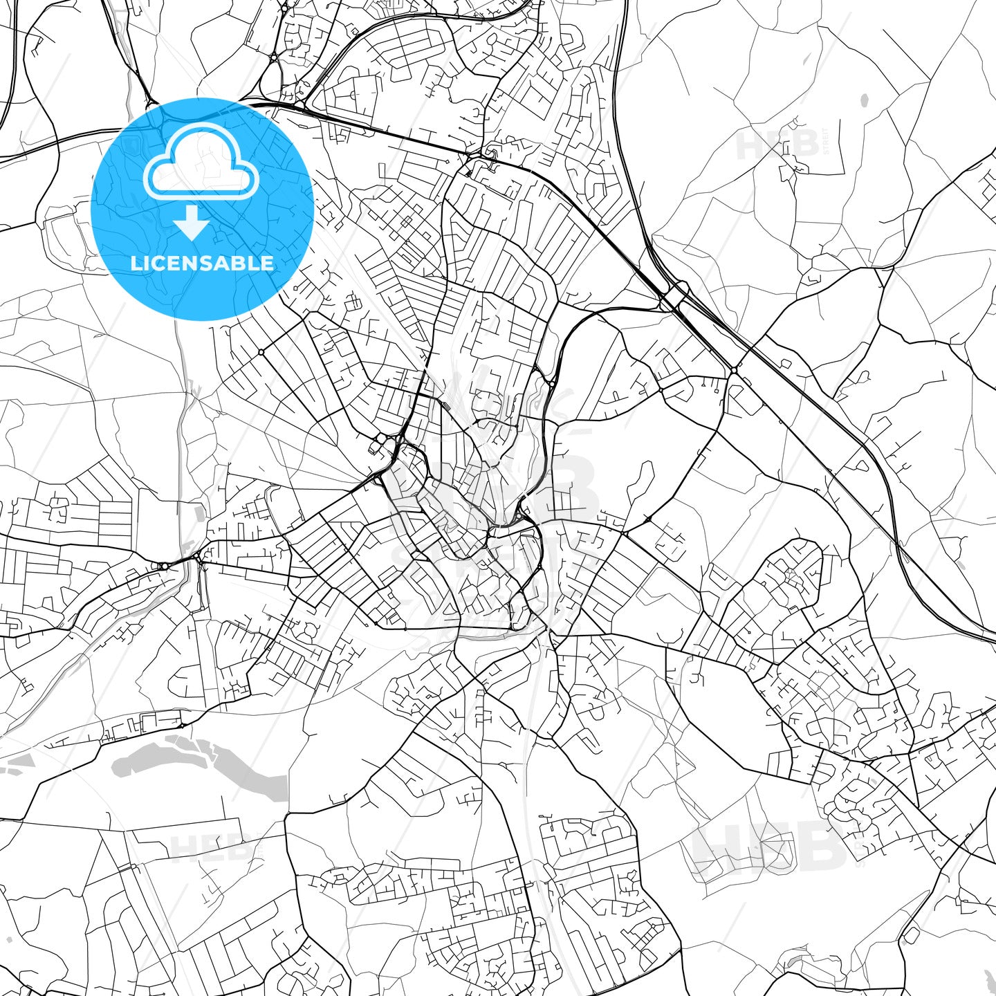 Watford, England, UK, Vector Map - Light