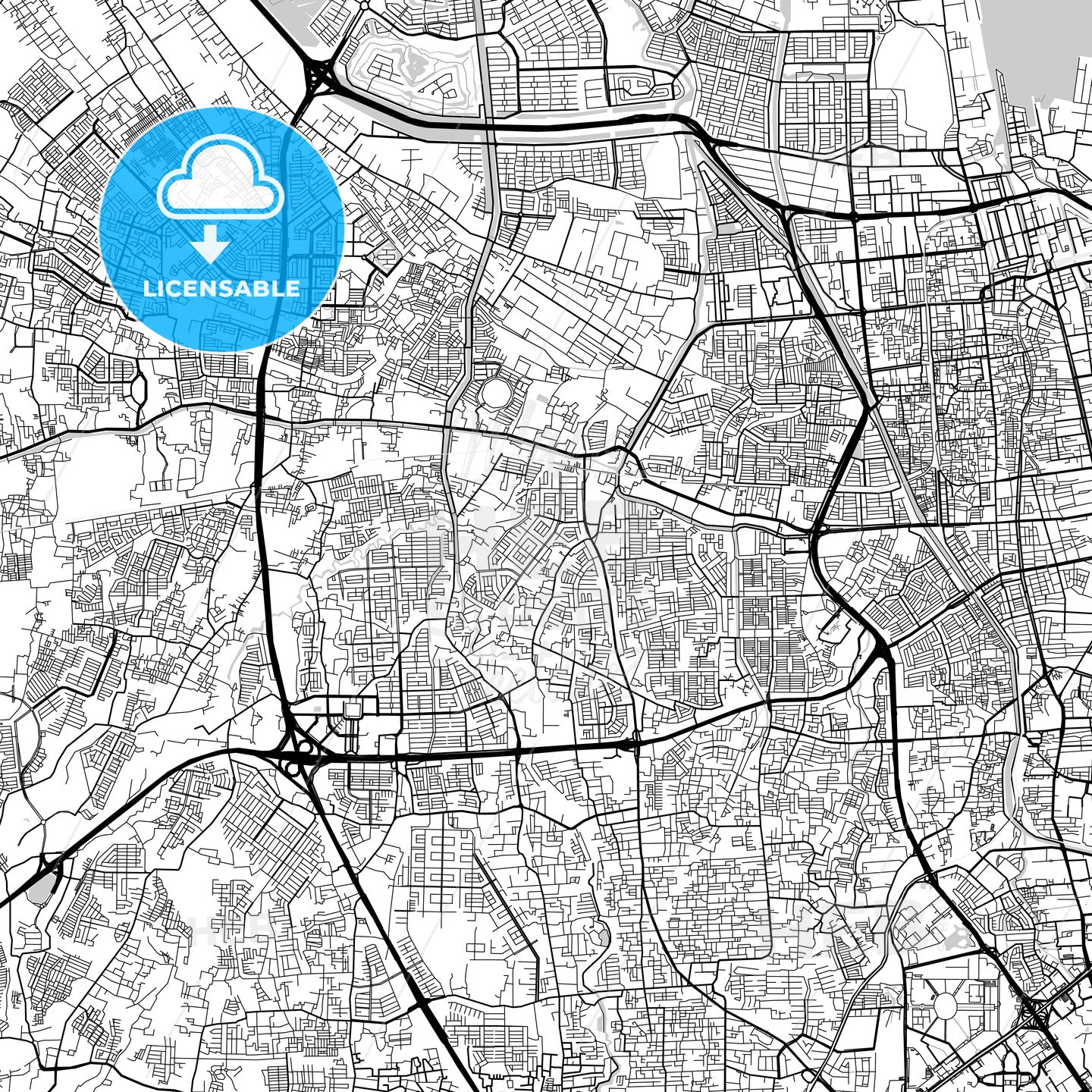 West Jakarta, Indonesia, Downtown City Map, Light