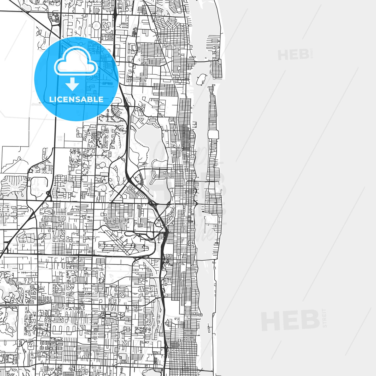 West Palm Beach, Florida - Area Map - Light