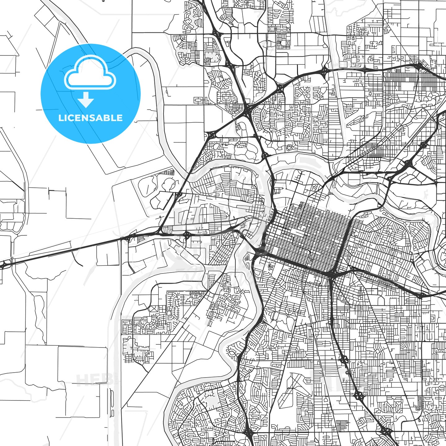 West Sacramento, California - Area Map - Light