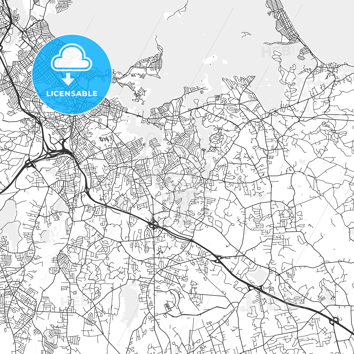 Weymouth Town, Massachusetts - Area Map - Light