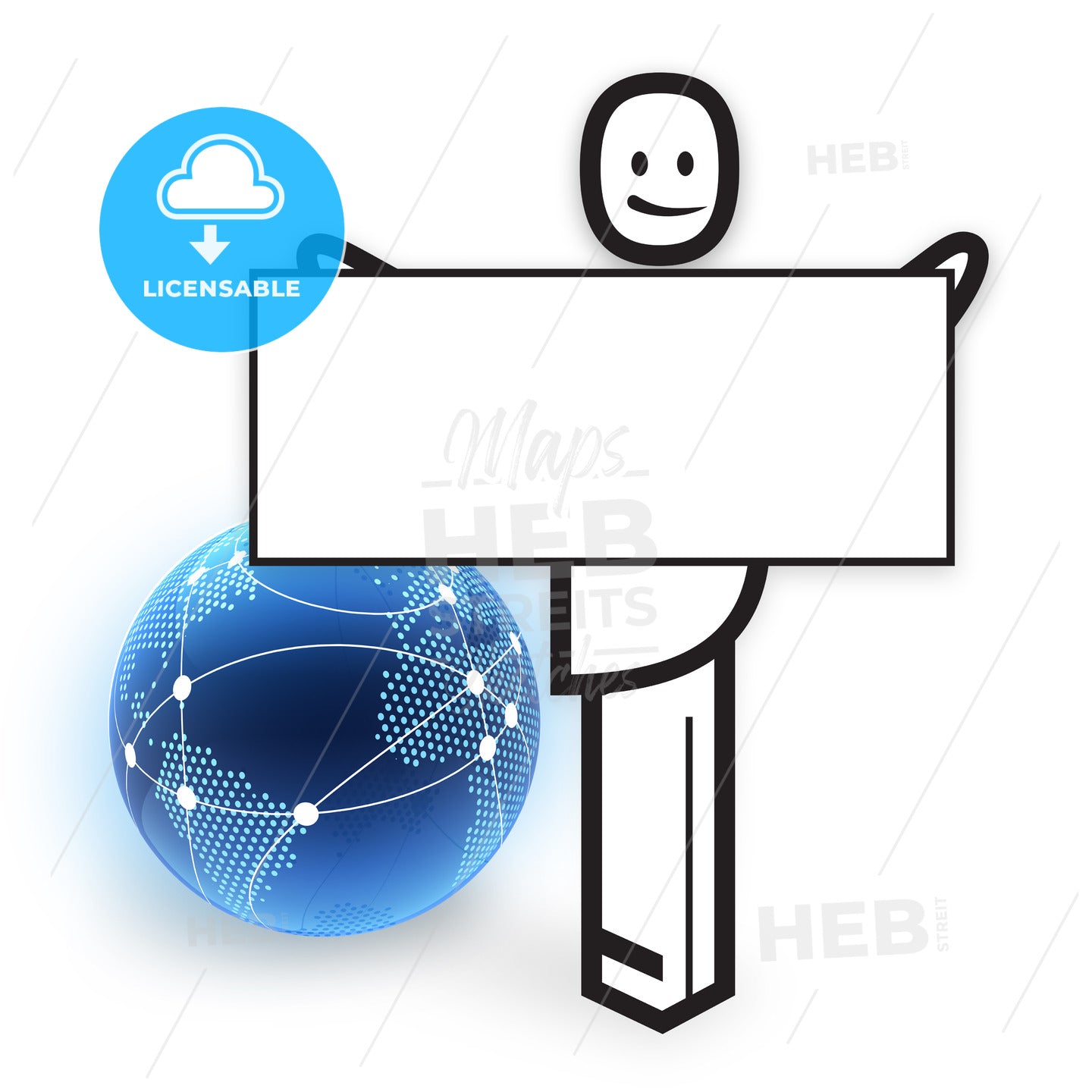 White male with shield bevore dotted globe – instant download