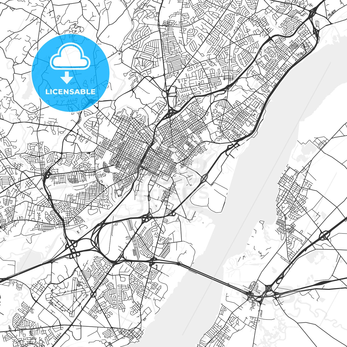 Wilmington, Delaware - Area Map - Light