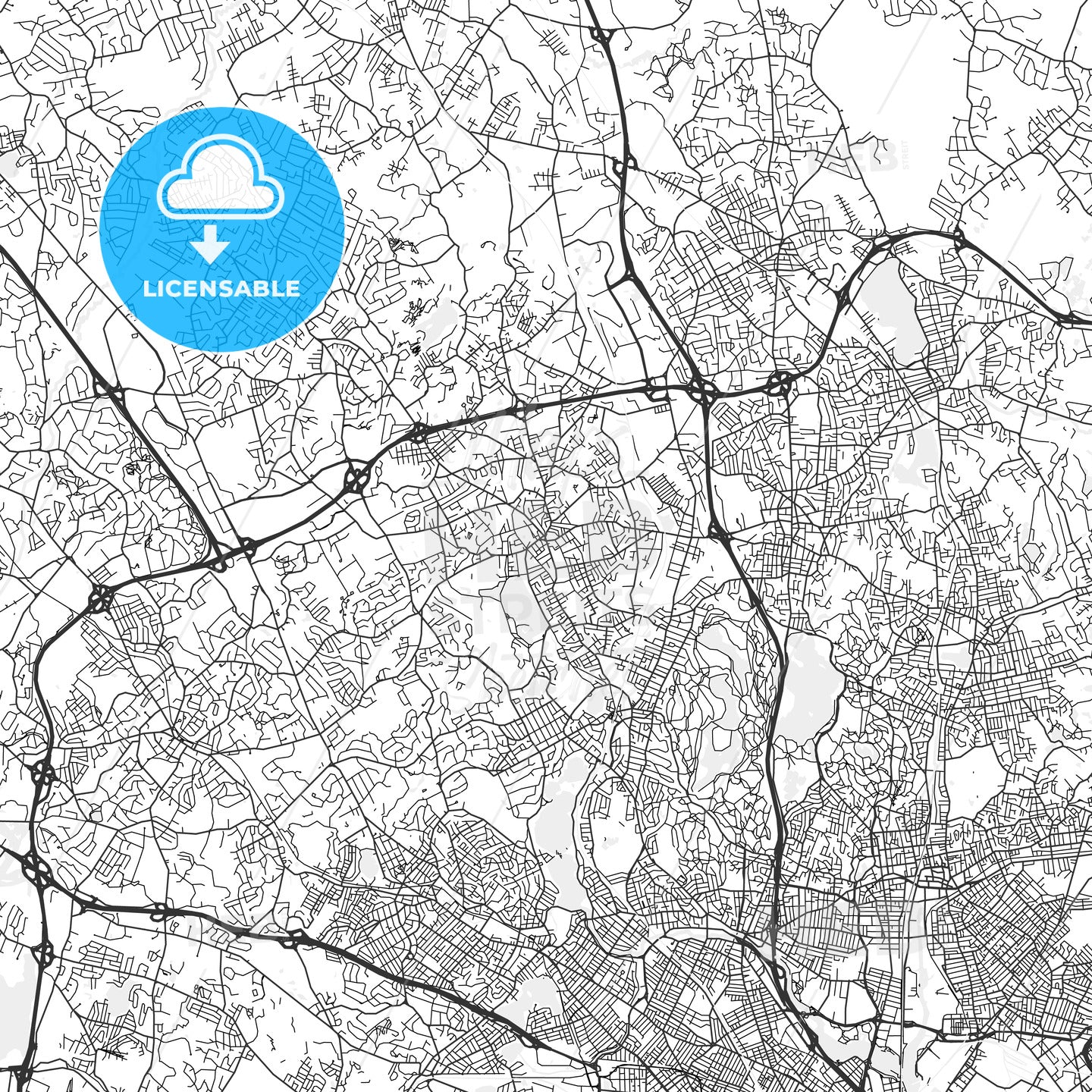 Woburn, Massachusetts - Area Map - Light