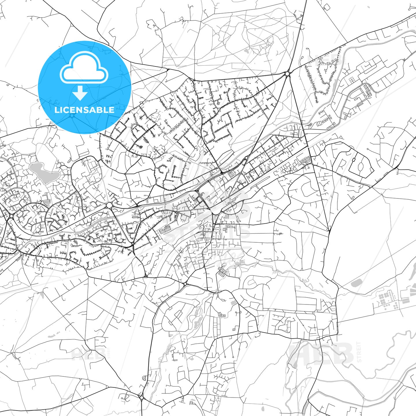 Woking, England, UK, Vector Map - Light