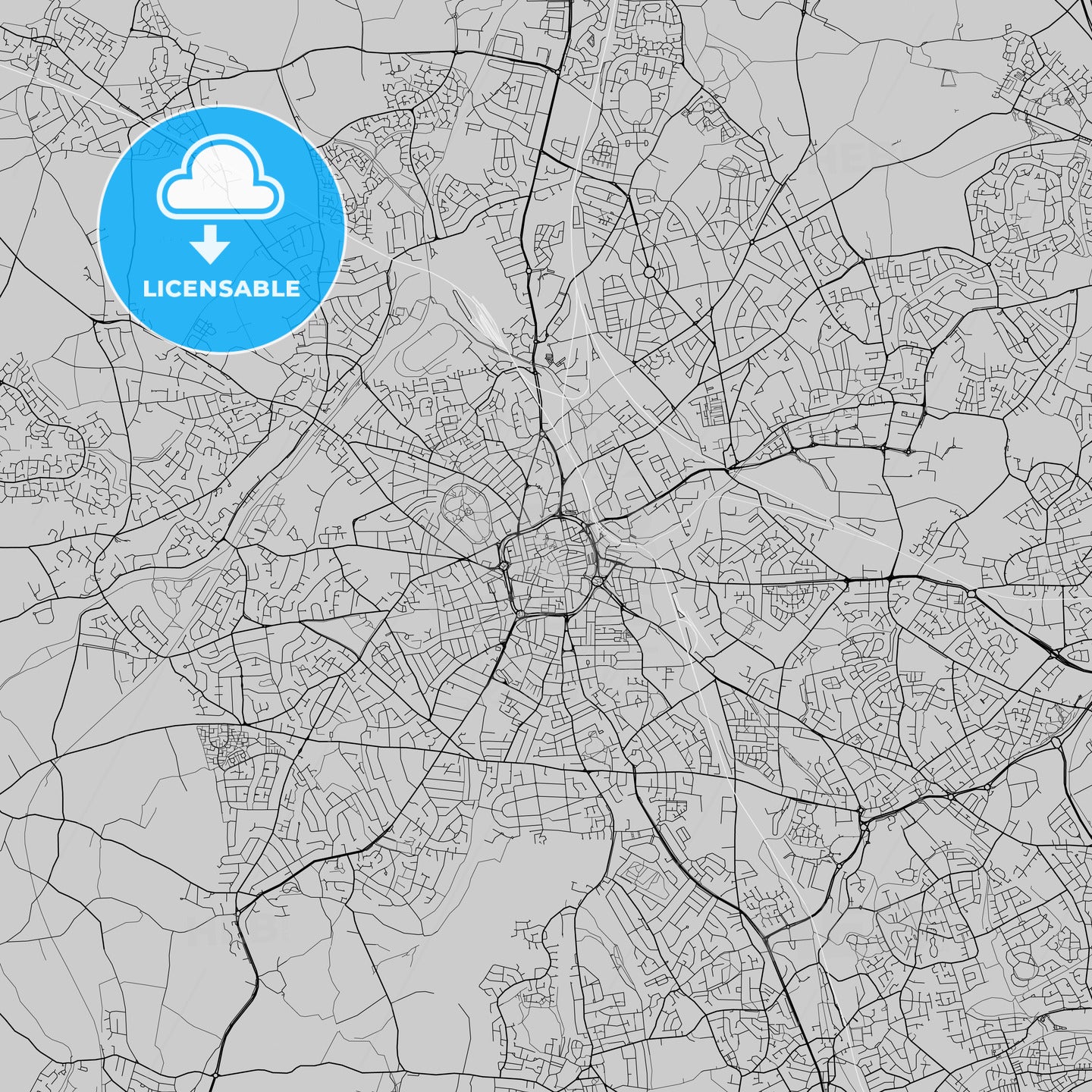 Wolverhampton, England, UK, Vector Map - Light