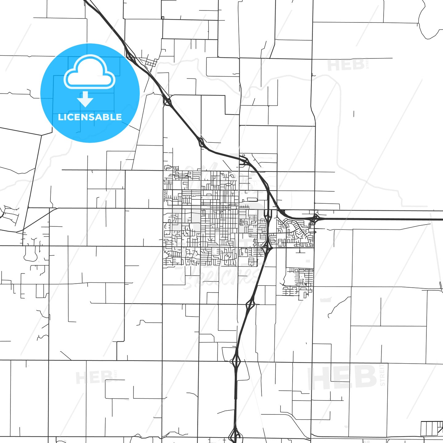 Woodland, California - Area Map - Light