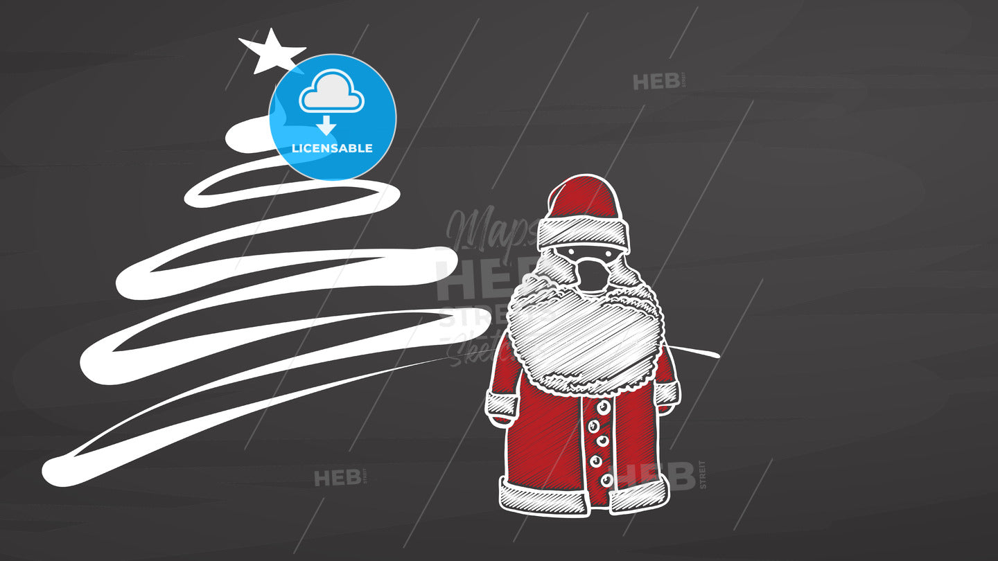 Xmas invitation with Santa on chalkboard – instant download