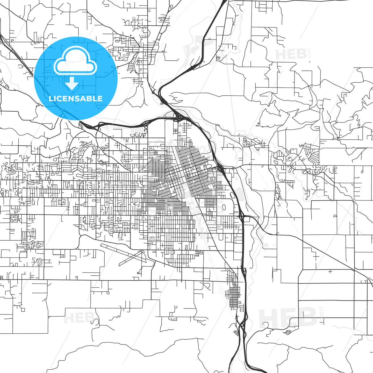Yakima, Washington - Area Map - Light