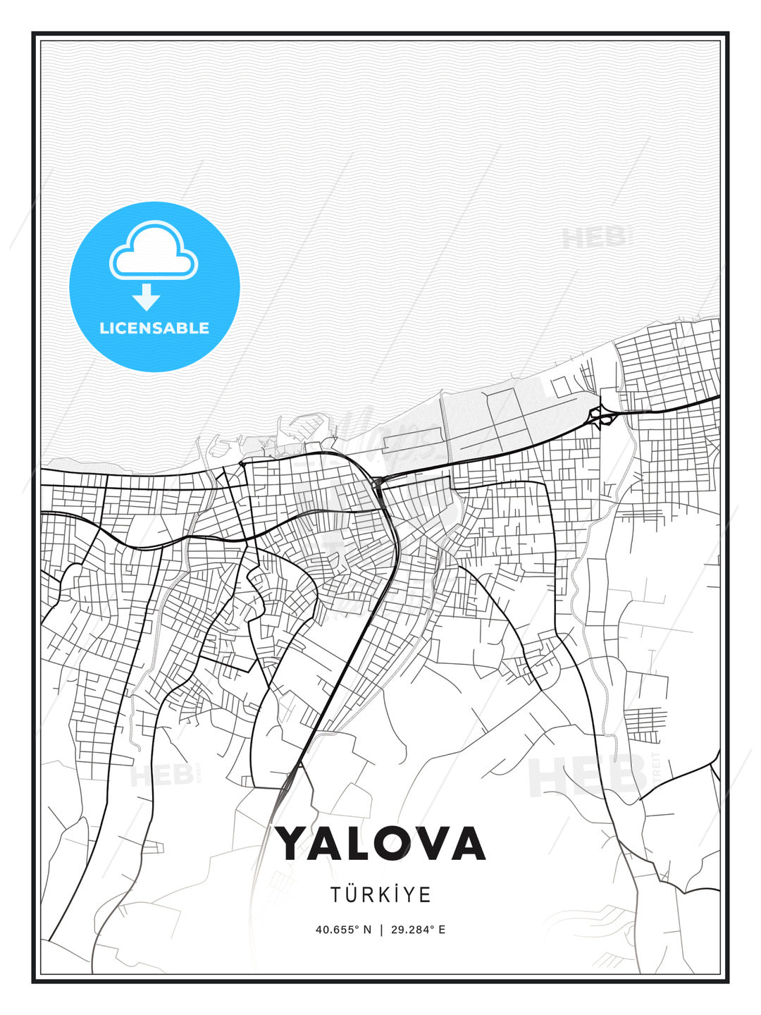 Yalova, Turkey, Modern Print Template in Various Formats - HEBSTREITS Sketches