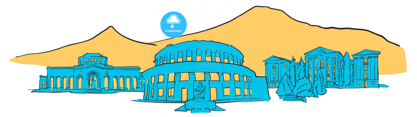Yerevan Armenia Coloured Panorama – instant download