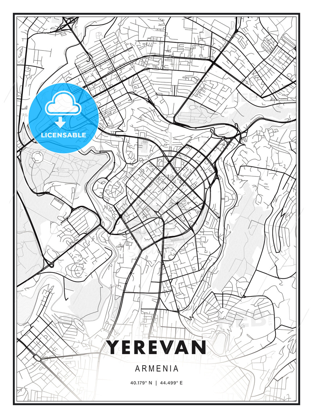 Yerevan, Armenia, Modern Print Template in Various Formats - HEBSTREITS Sketches