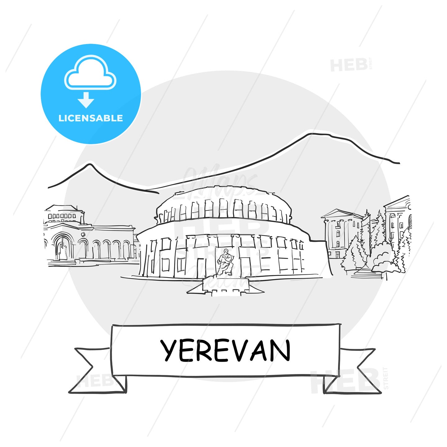 Yerevan Cityscape Vector Sign – instant download
