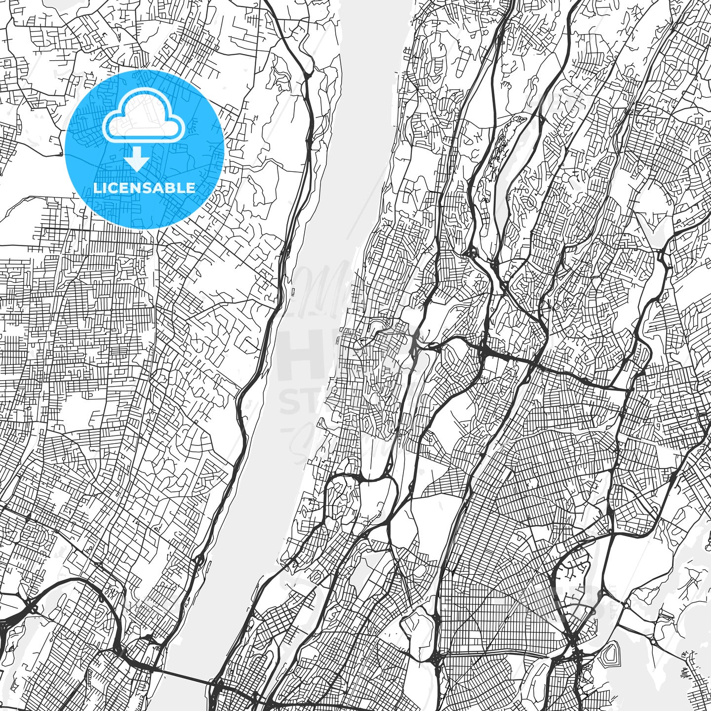Yonkers, New York - Area Map - Light