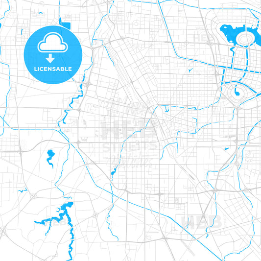 Zhengzhou, China PDF vector map with water in focus