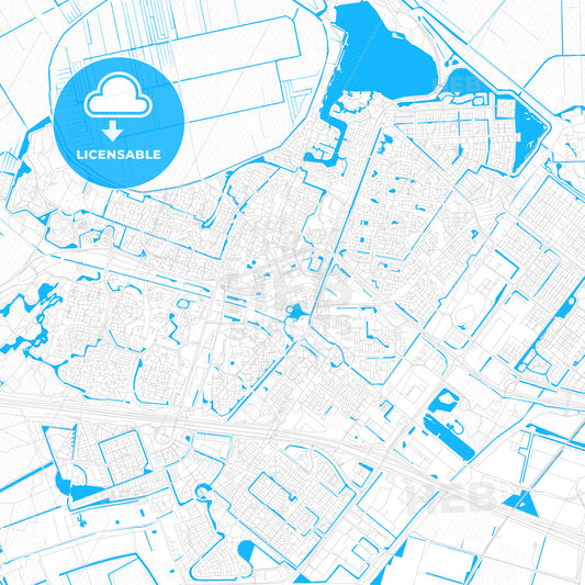 Zoetermeer, Netherlands PDF vector map with water in focus