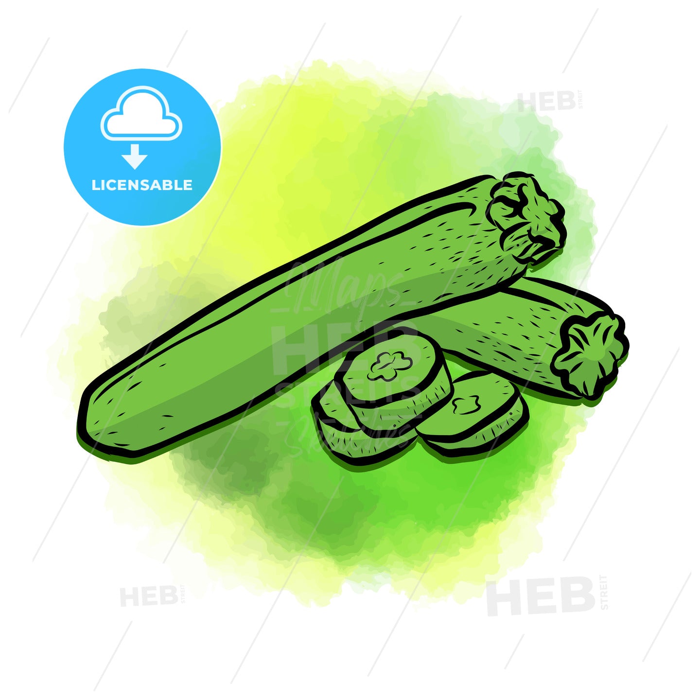 Zucchini painted background – instant download