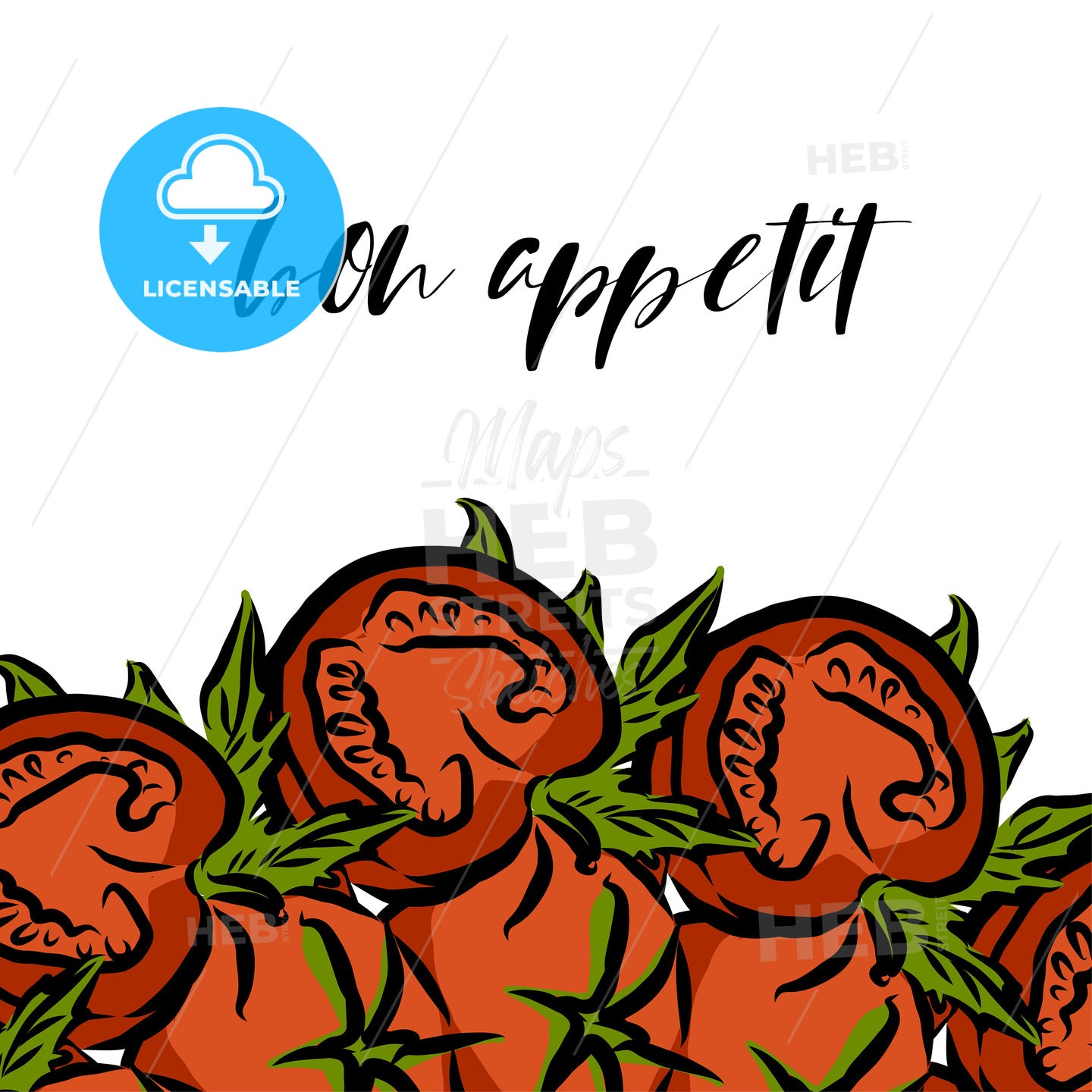 bon appétit lettering and Tomatoes advertising template – instant download