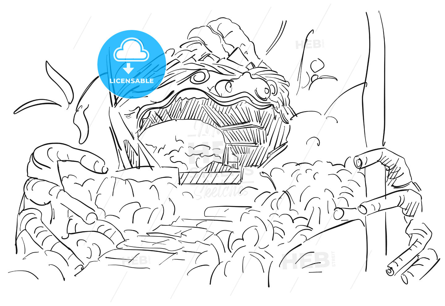 flying hanuman Phuket Trip Sketch – instant download