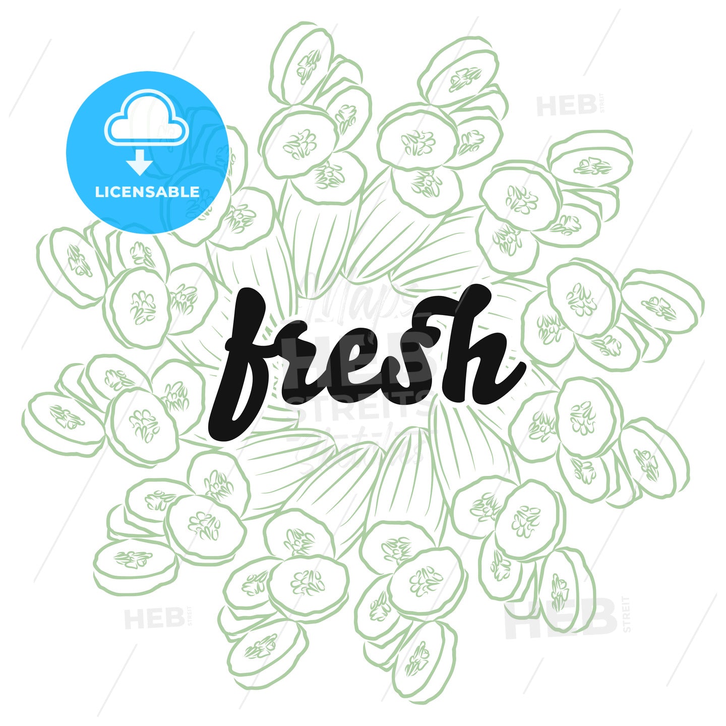 fresh sign on background of Cucumbers – instant download