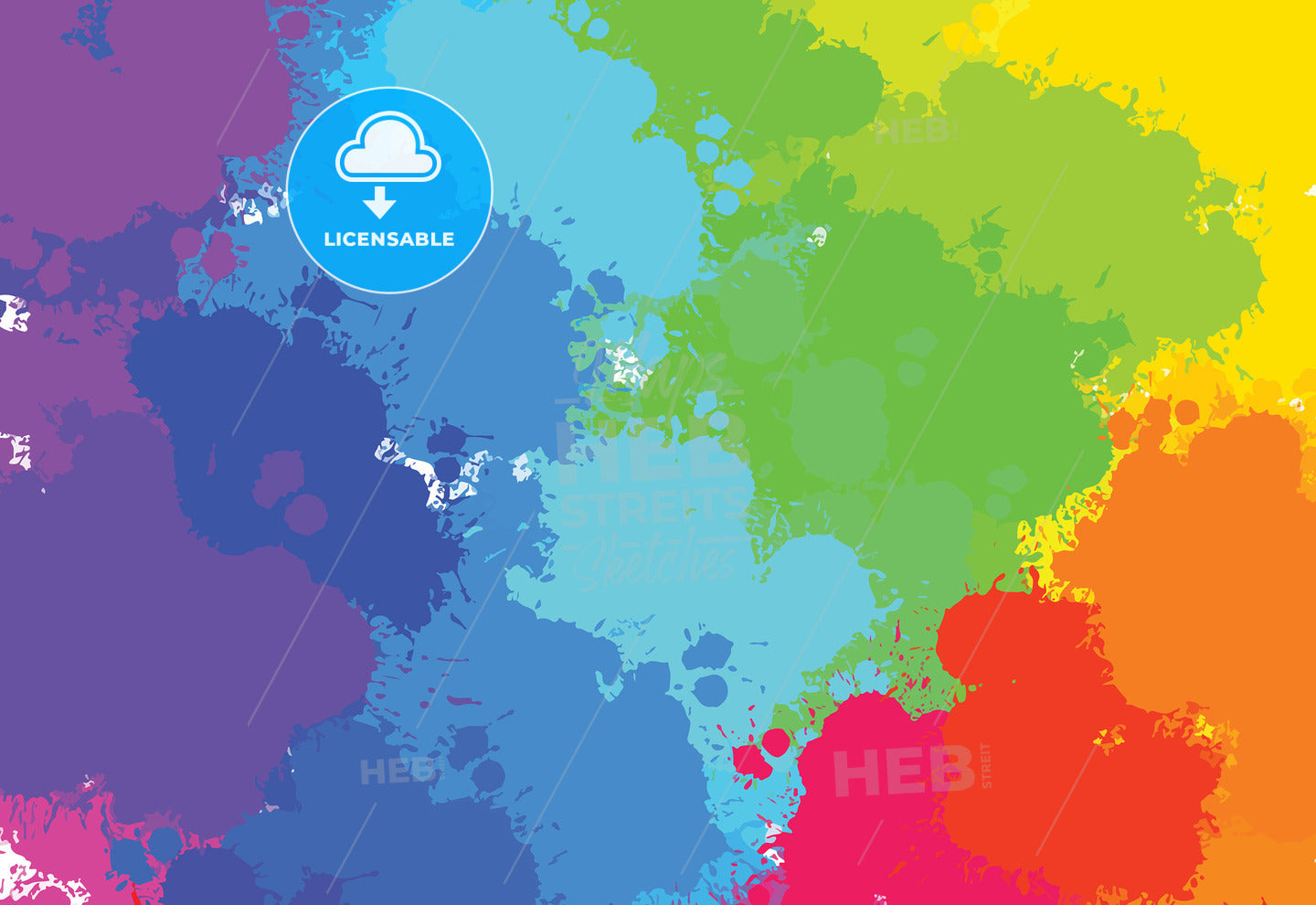 hand-drawn colourful splashes diagonal – instant download