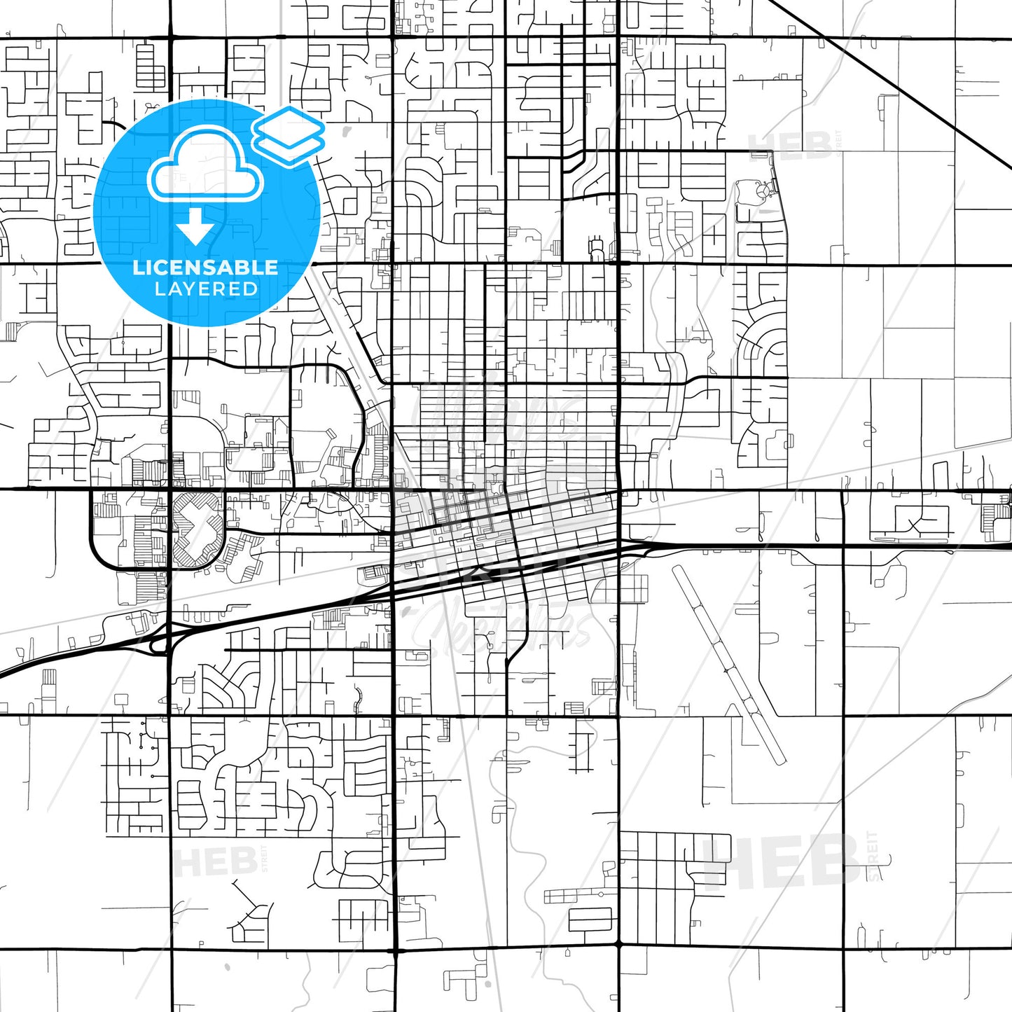 Layered PDF map of Hanford, California, United States