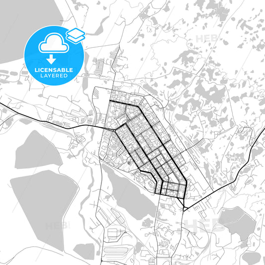 Layered PDF map of Norilsk, Krasnoyarsk Krai, Russia