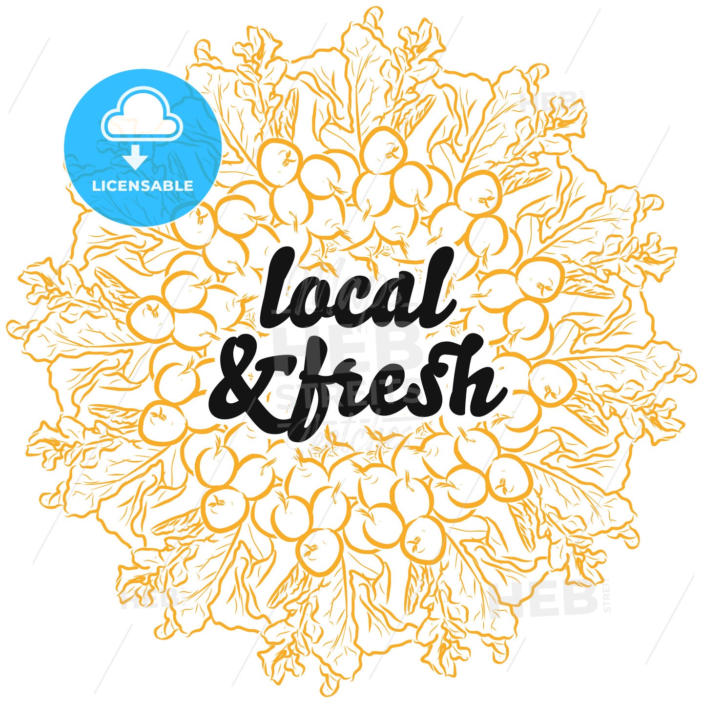 local & fresh sign on background of Radishes – instant download
