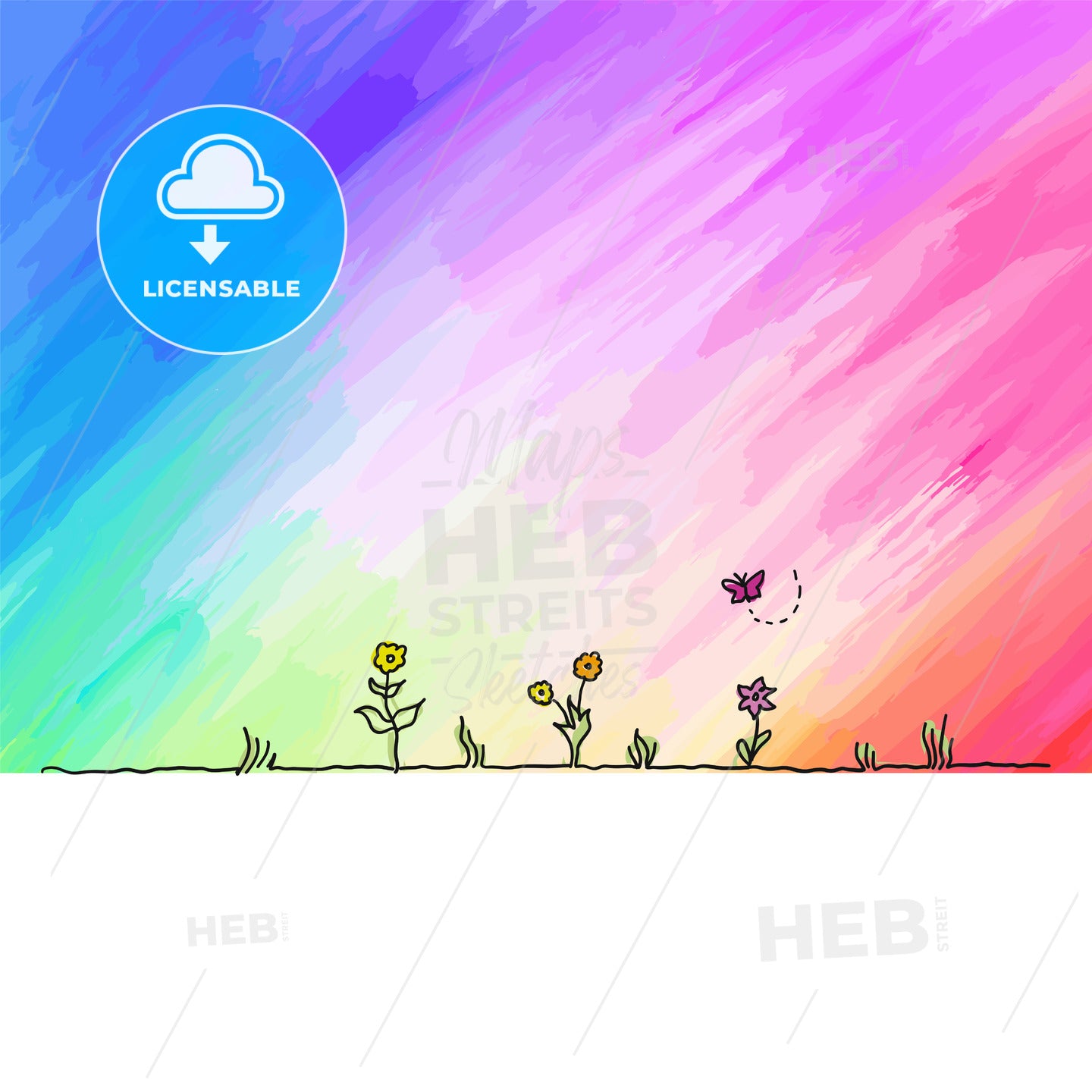 Meadow With Colorful Background