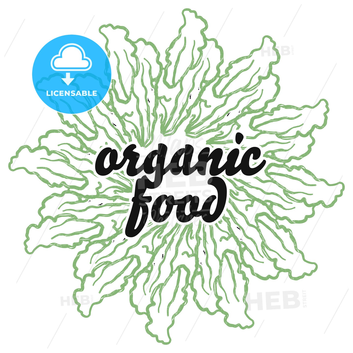 organic food sign on background of Lettuce – instant download