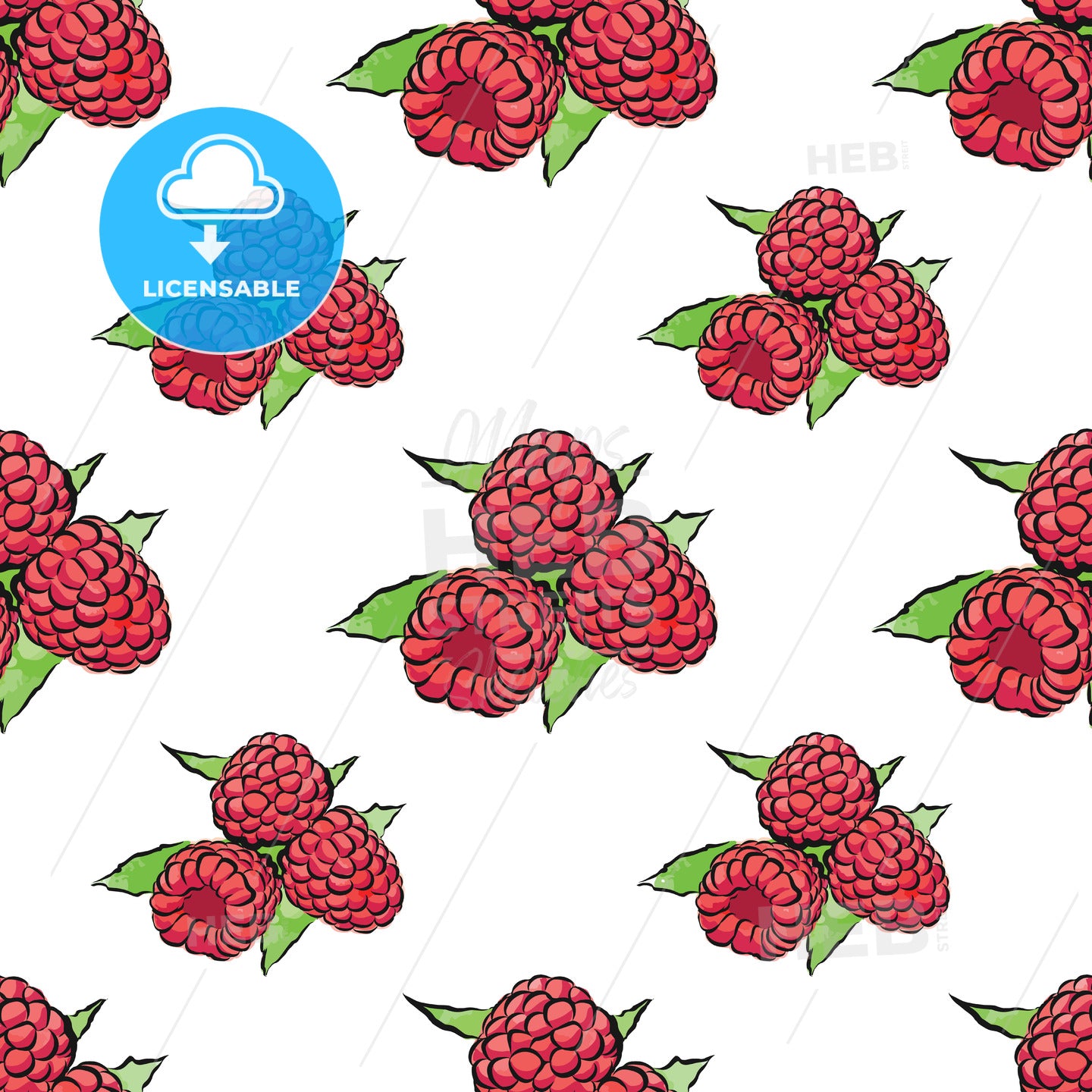 seamless pattern of raspberries – instant download