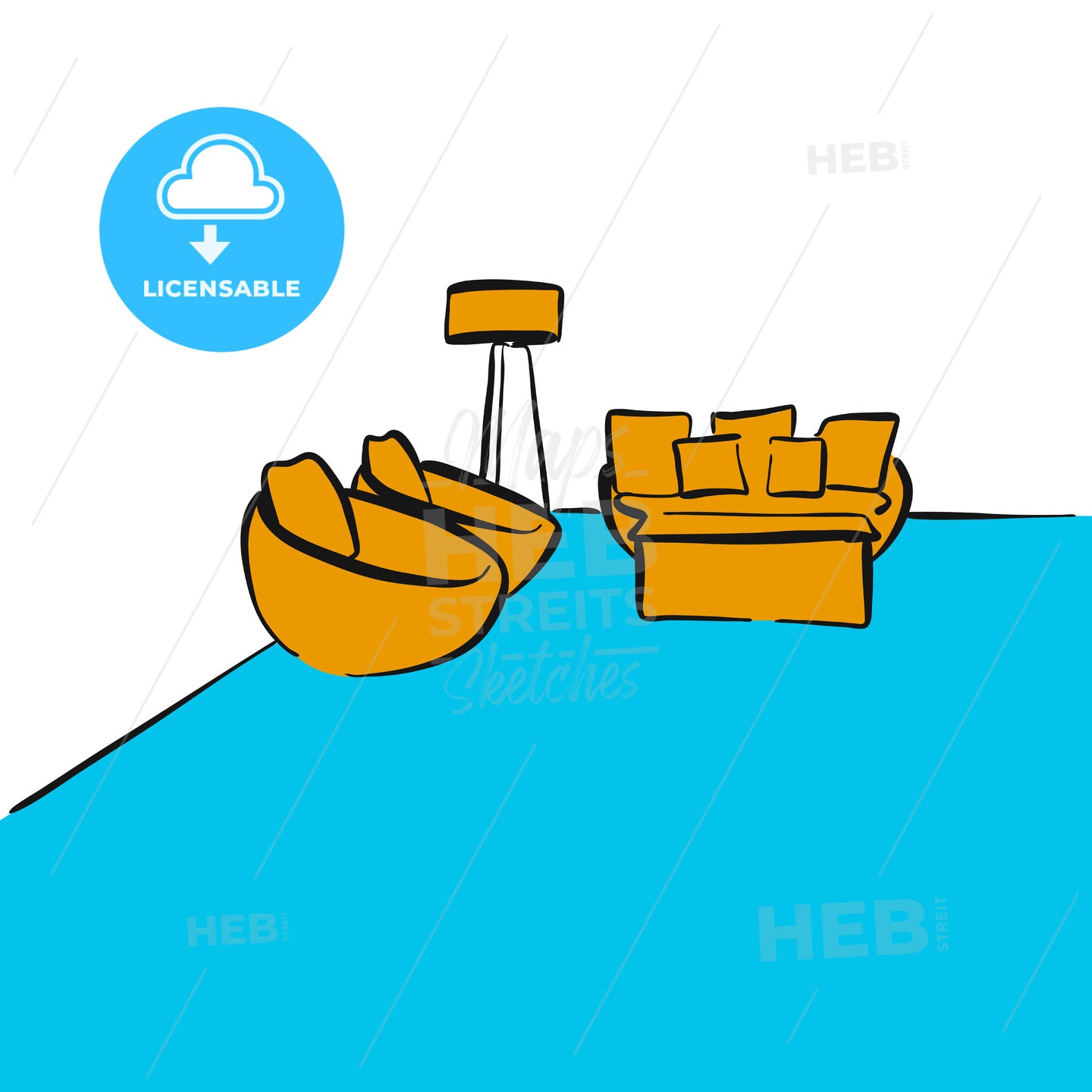 seat corner drawing – instant download