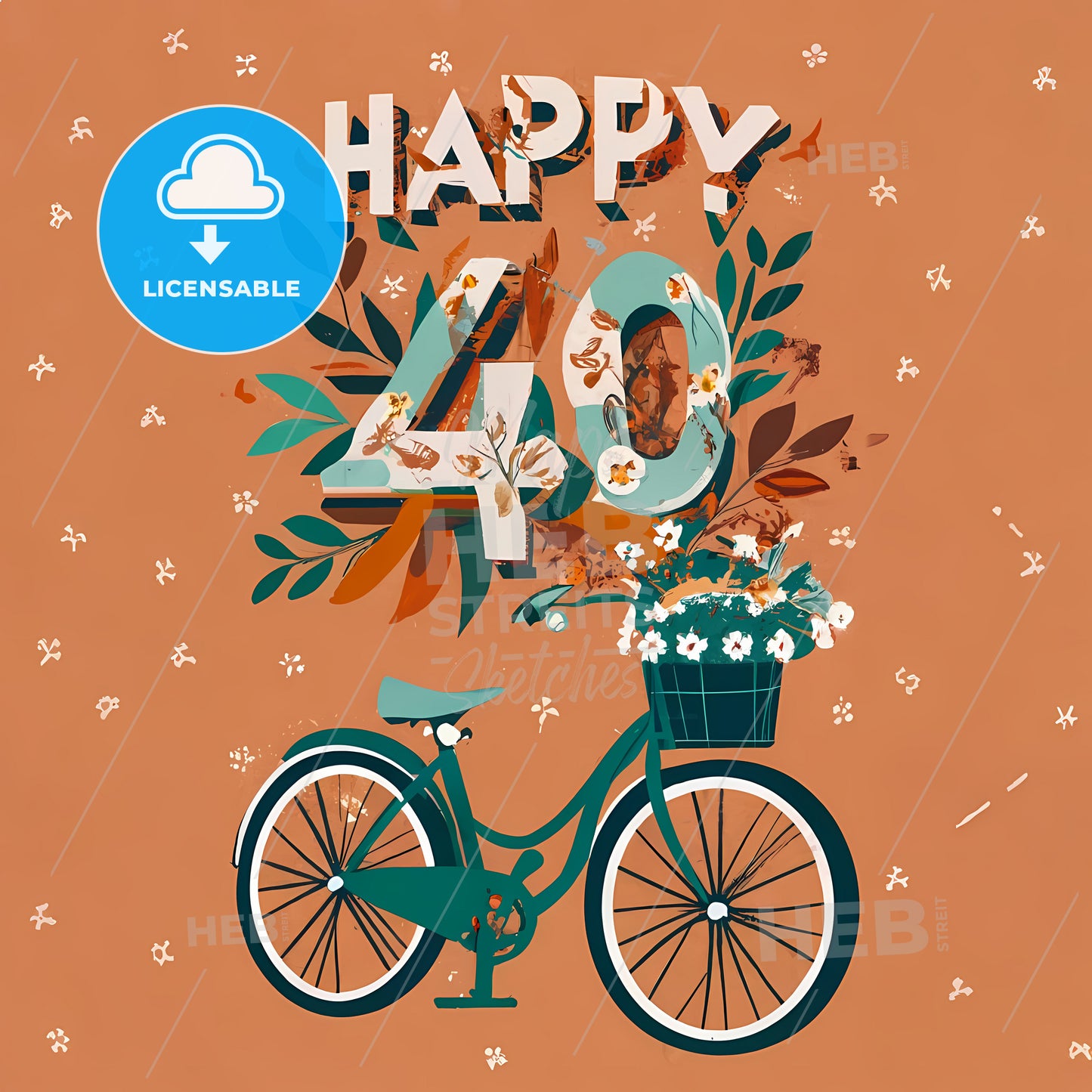 Happy 40Th - A Bicycle With Flowers On It