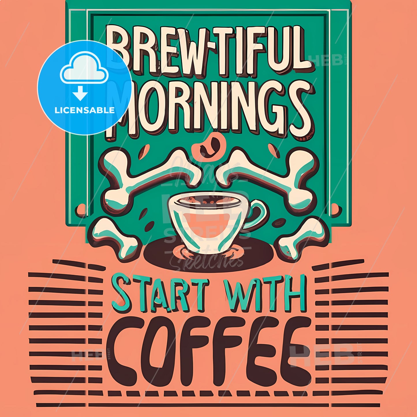 Start With Coffee - A Sign With A Cup Of Coffee And Bones