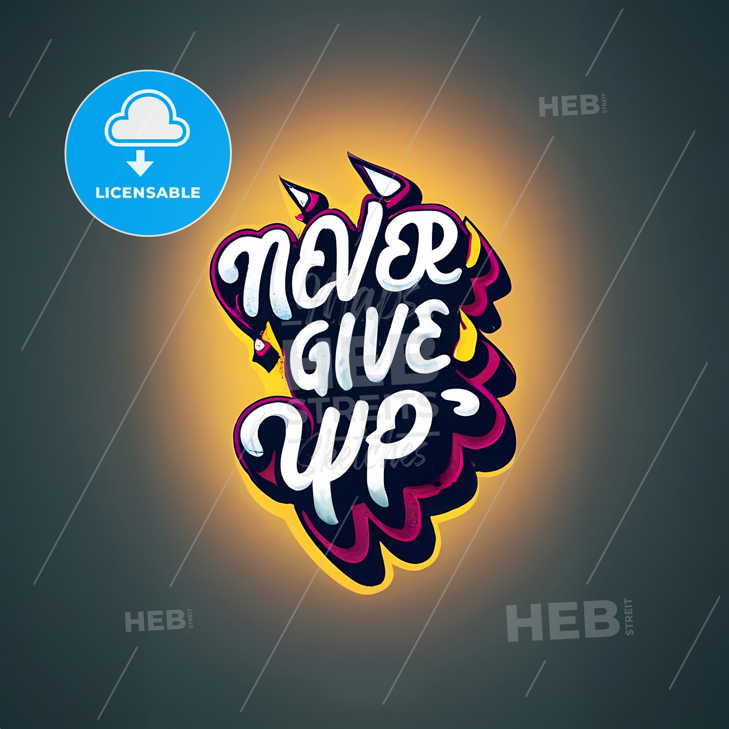 Never Give Up - A Colorful Text On A Black Background