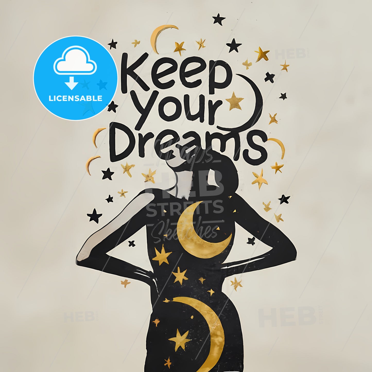 Keep Your Dreams - A Drawing Of A Woman With A Moon And Stars