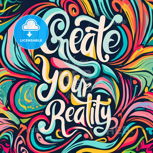 Create Your Reality - Colorful Art With Colorful Swirls And Words