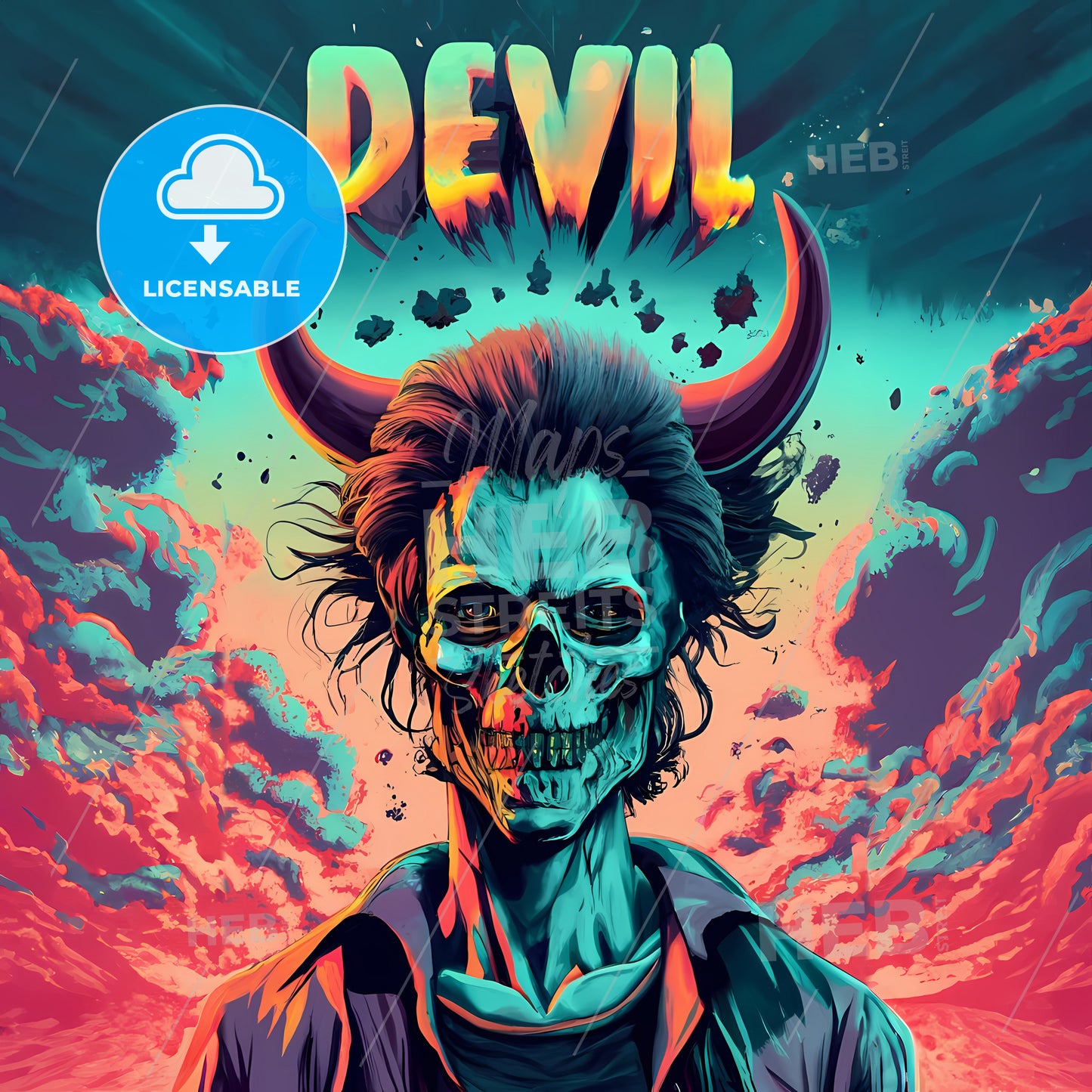 Devil - A Person With Horns And A Skull