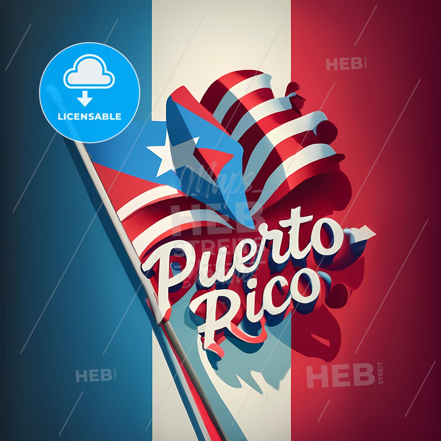 Puerto Rico - A Flag With A Flag And A Star