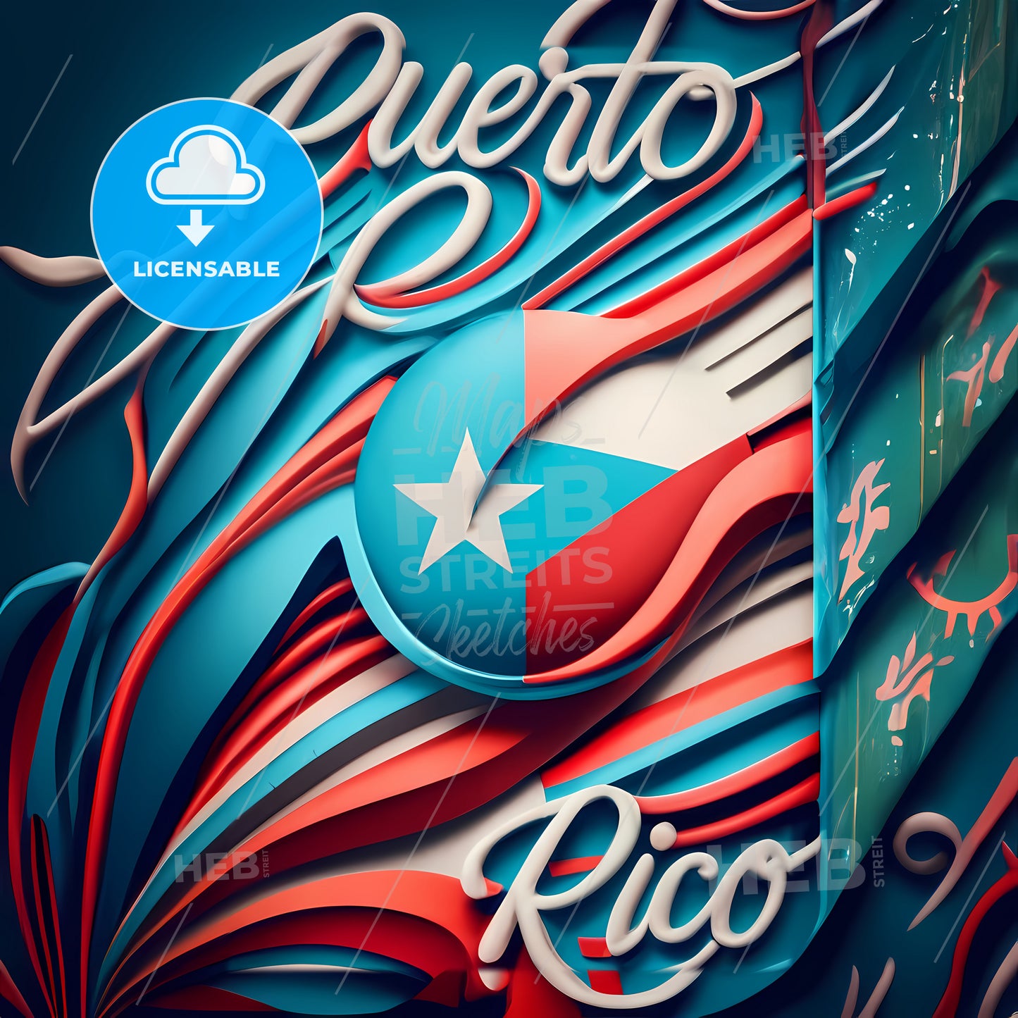Puerto Rico - A Blue And Red Background With White Text