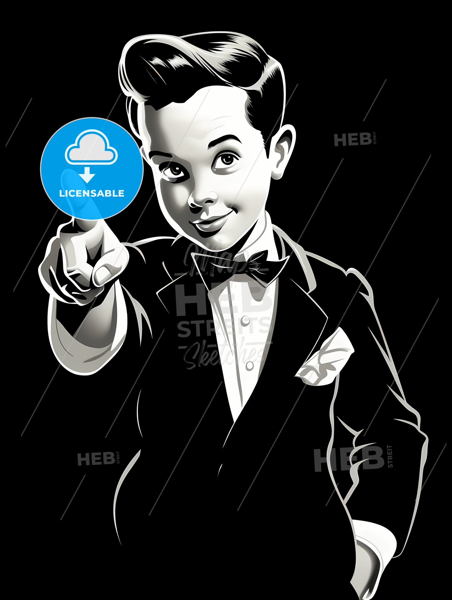 A Cartoon Of A Boy Pointing