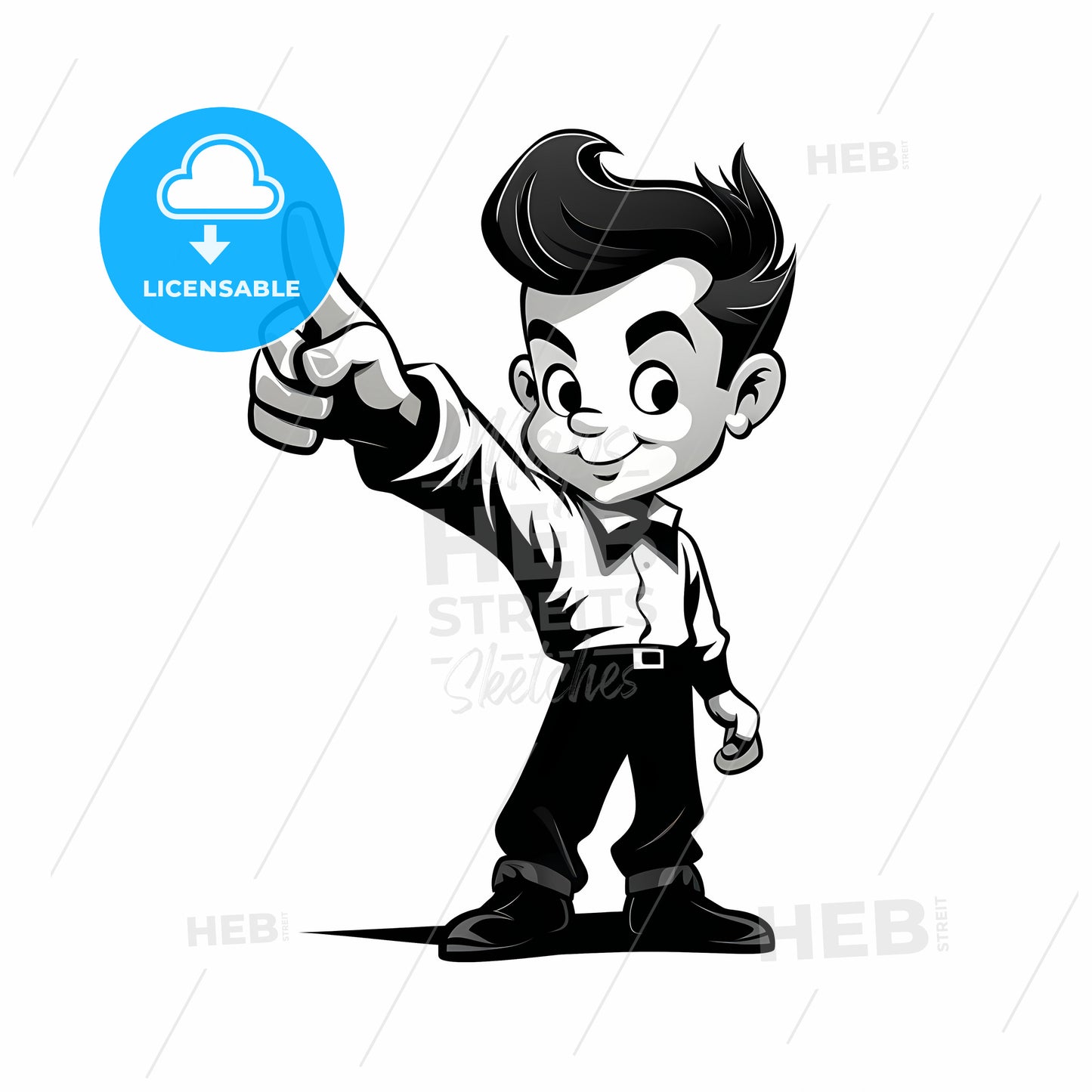 A Cartoon Of A Boy Pointing