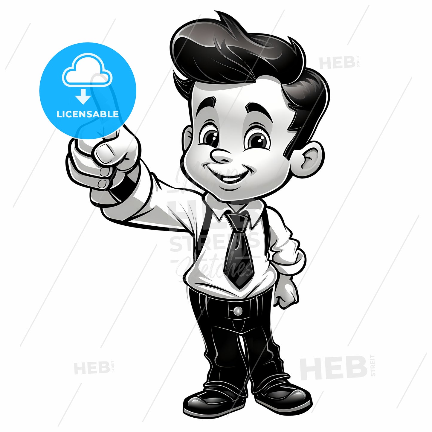A Cartoon Of A Boy Pointing