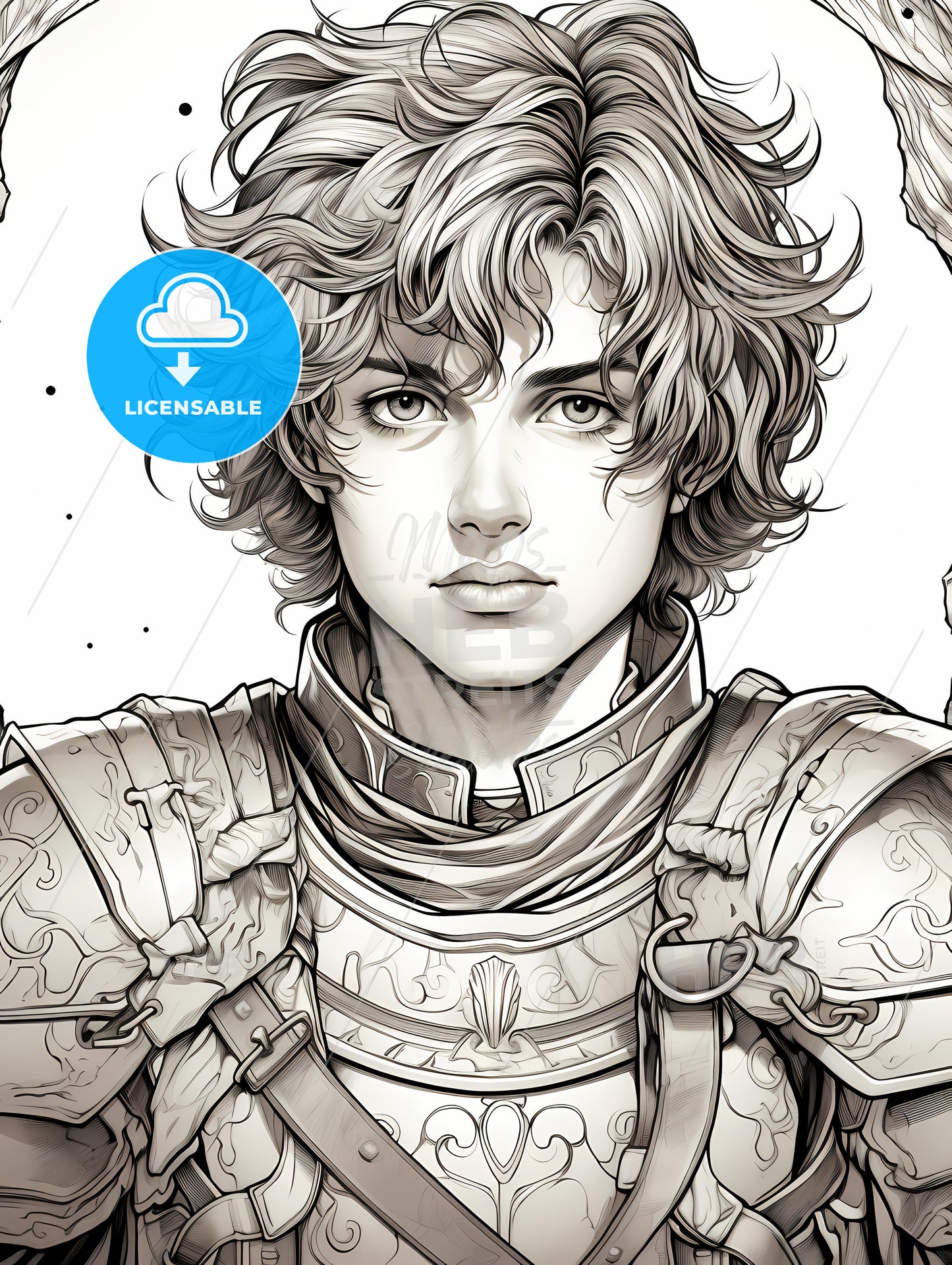 A Drawing Of A Man In Armor