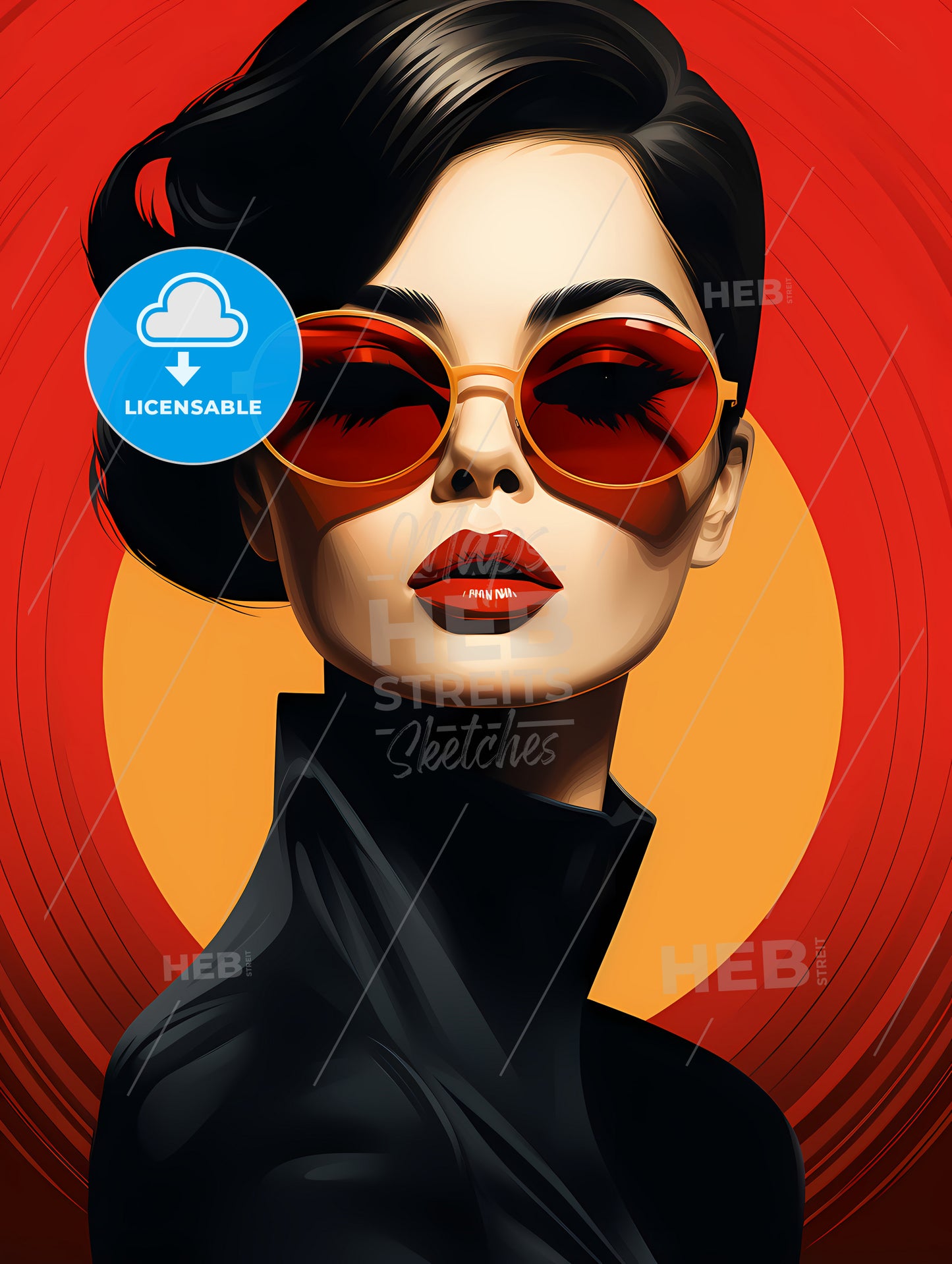 A Woman Wearing Sunglasses And Red Lips