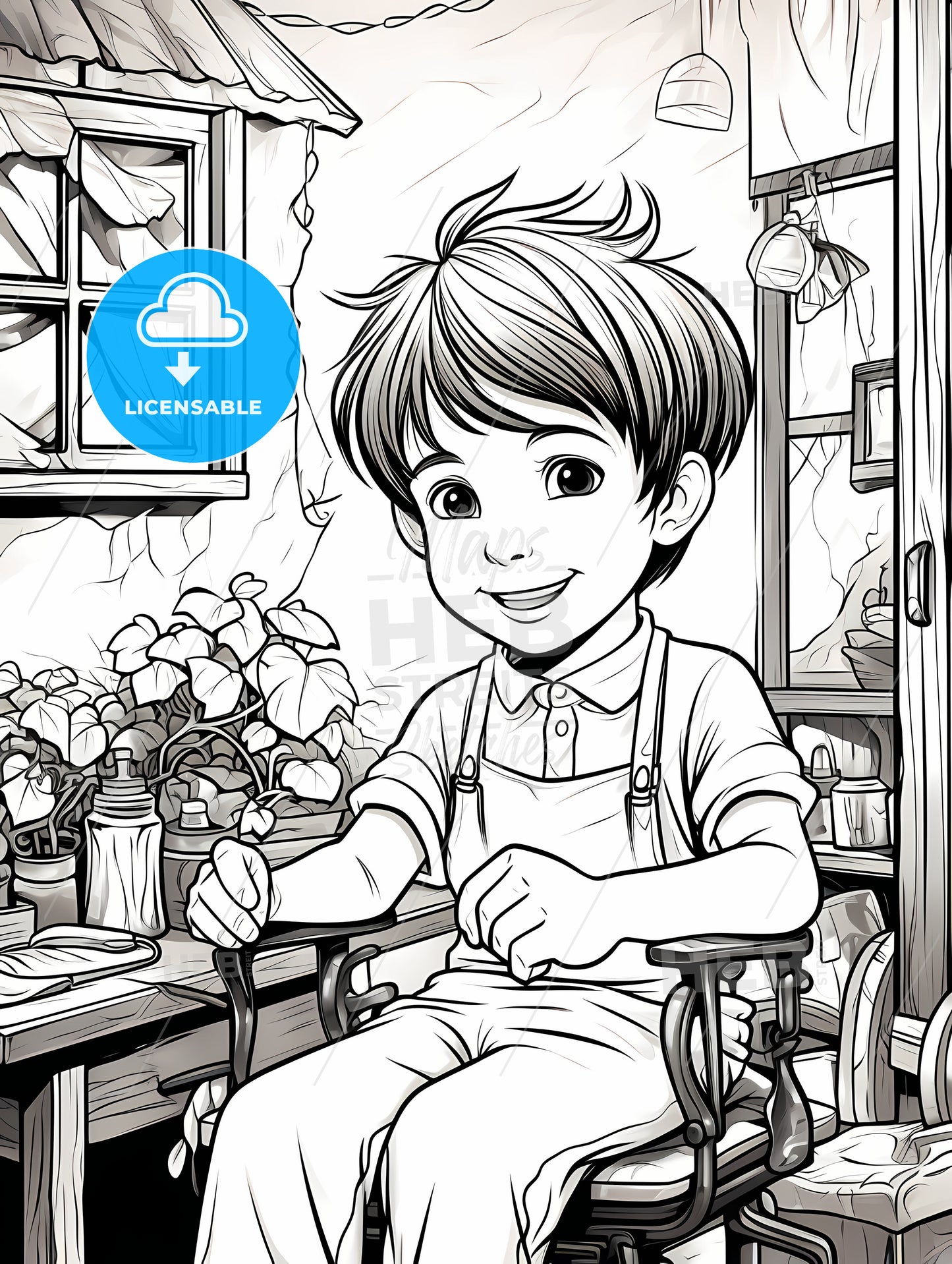 A Cartoon Of A Boy Sitting In A Chair